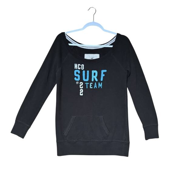 Hollister Tops - Vintage Hollister Y2K Surf Team Brown Pullover Sweatshirt Off Shoulder Sz Large
